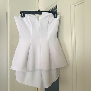 White crepe romper with lining.